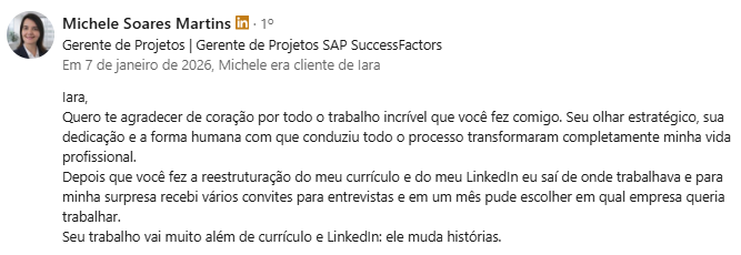 Depoimento de Michele Soares Martins sobre a consultoria